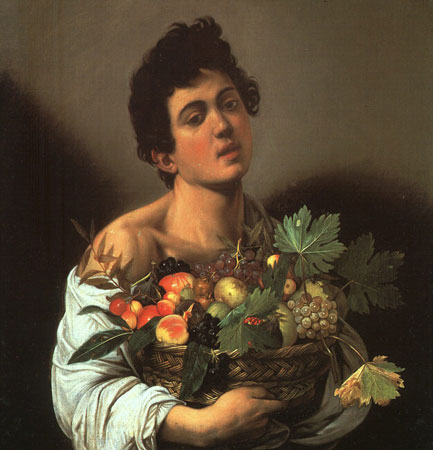 Jeune homme avec un panier de fleurs (galerie Borghèse, Rome, 1593)
