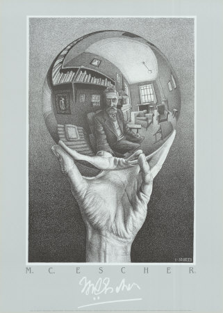Hand with Globe Art Print by M. C. Escher