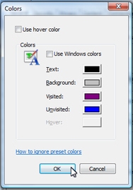 Screenshot of changing Web colors