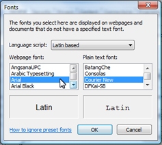 Screenshot of changing Web fonts