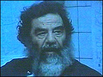 Saddam Hussein in video footage released by US forces