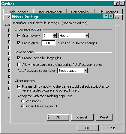 Hidden settings