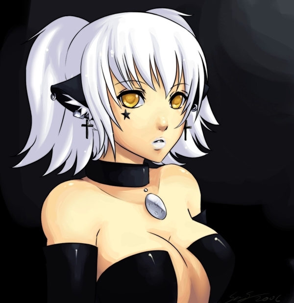 179.jpg Neko Girl Anime White Black Yellow Eyes image by Sarline455