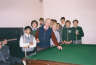 Posted by Mike (Blakey) on 23/04/2000, 30KB
This pic was taken in Jan 1986, when the snooker table had just been moved from the library. This is, in fact, the inaugu