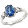 18ct White Gold Sapphire Ring with Diamonds ^