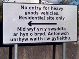 Road sign in English and Welsh