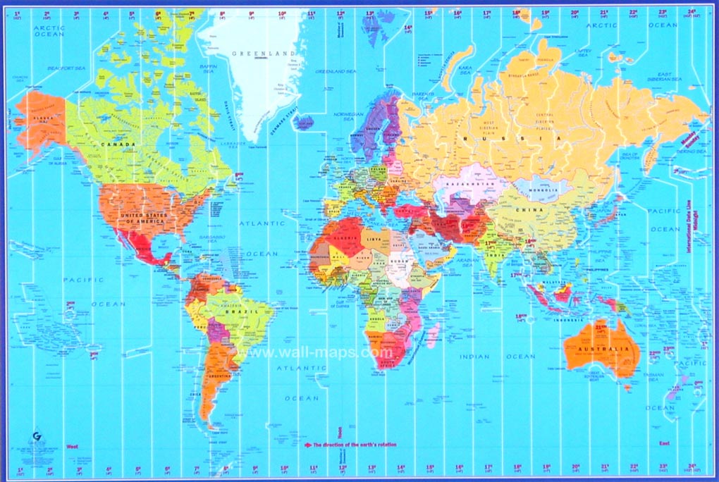 World Time Zone. World map with time zones